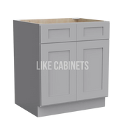 Gray Shaker Sink Base With Double Doors and False Drawers