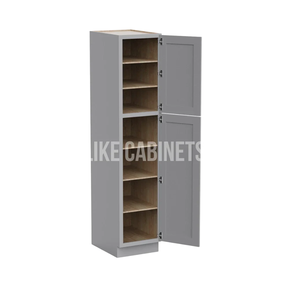 Shaker Gray 18'' W Two Single Door Utility Pantry Cabinet