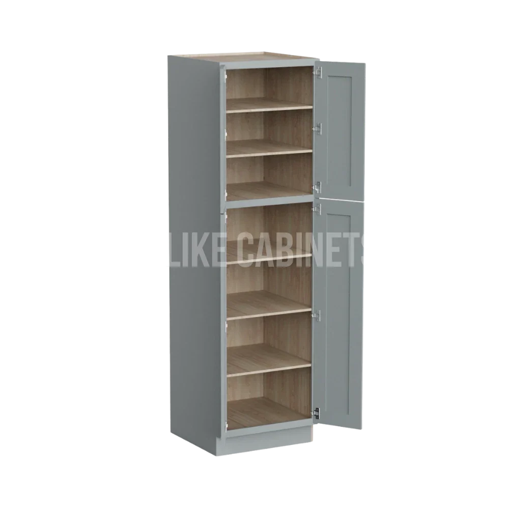 Shaker Gray 24'' W Two Double Door Utility Pantry Cabinet