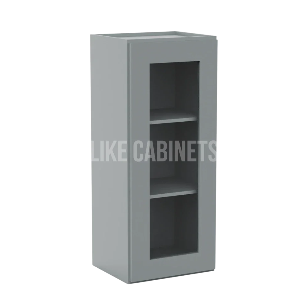 Shaker Gray 36'' H Single Door Wall Cabinet with Glass Door