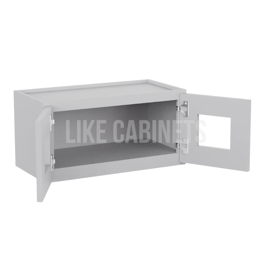 Shaker Gray 12'' H Double Door Wall Cabinet with Glass Doors