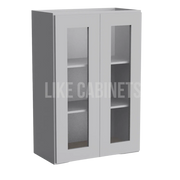 Shaker Gray 36'' H Double Door Wall Cabinet with Glass Doors