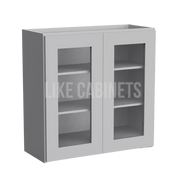 Shaker Gray 30'' H Double Door Wall Cabinet with Glass Doors