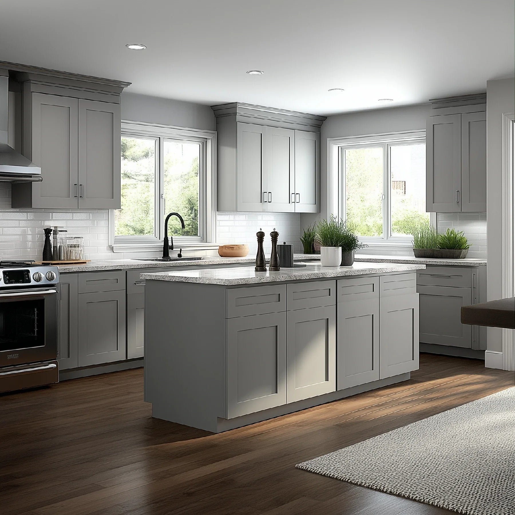 Shaker Gray Corner Sink Base Front