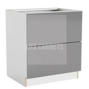 Frameless Gloss Gray Two Drawer Base Cabinet