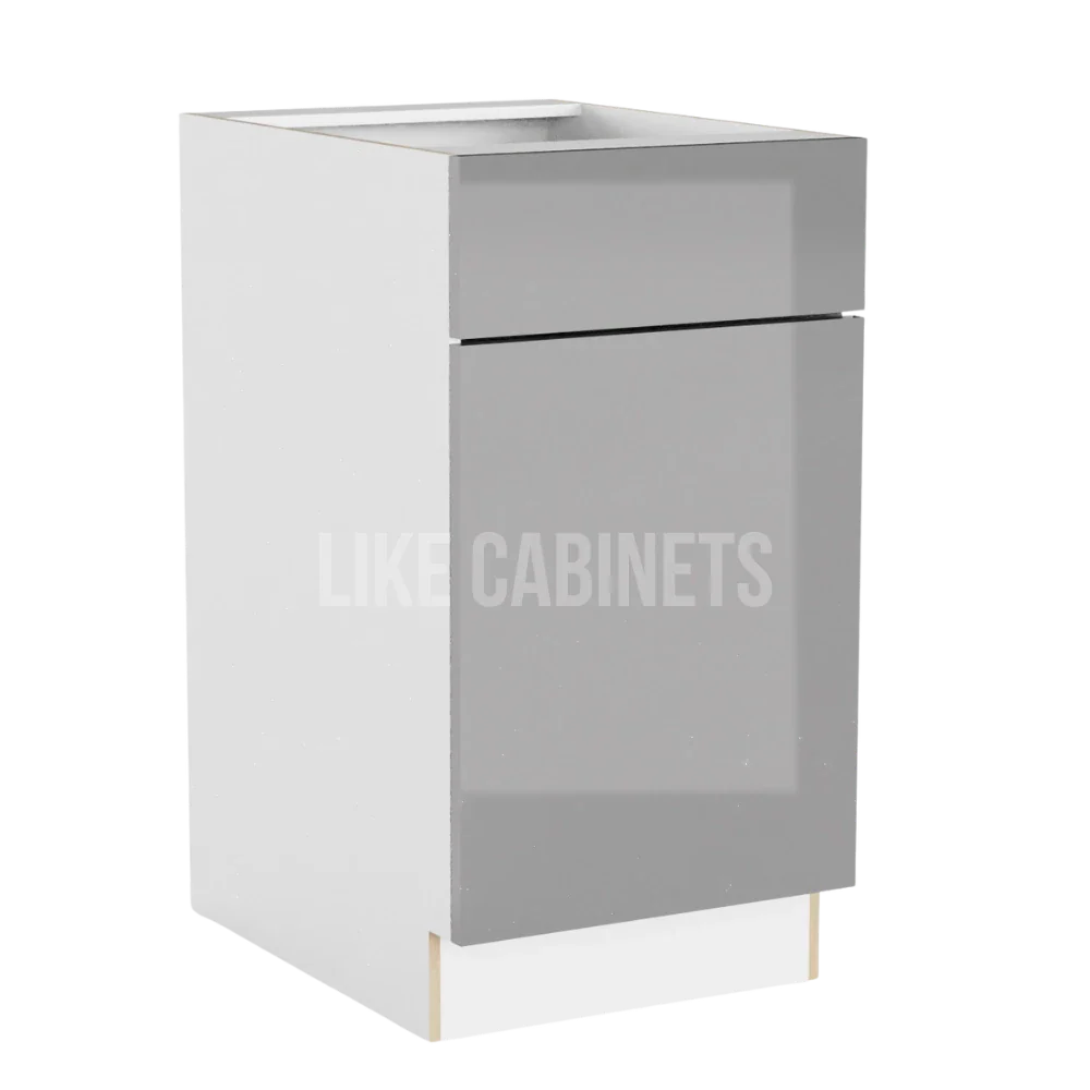 High Gloss Gray Cabinet with Single Door & Drawer