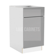 High Gloss Gray Cabinet with Single Door & Drawer