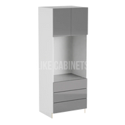 High Gloss Gray 30'' W Double Door Oven Pantry Cabinet with Three Drawers