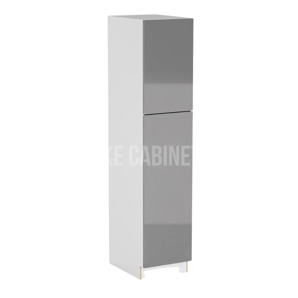 High Gloss Gray 18'' W Two Single Door Utility Pantry Cabinet