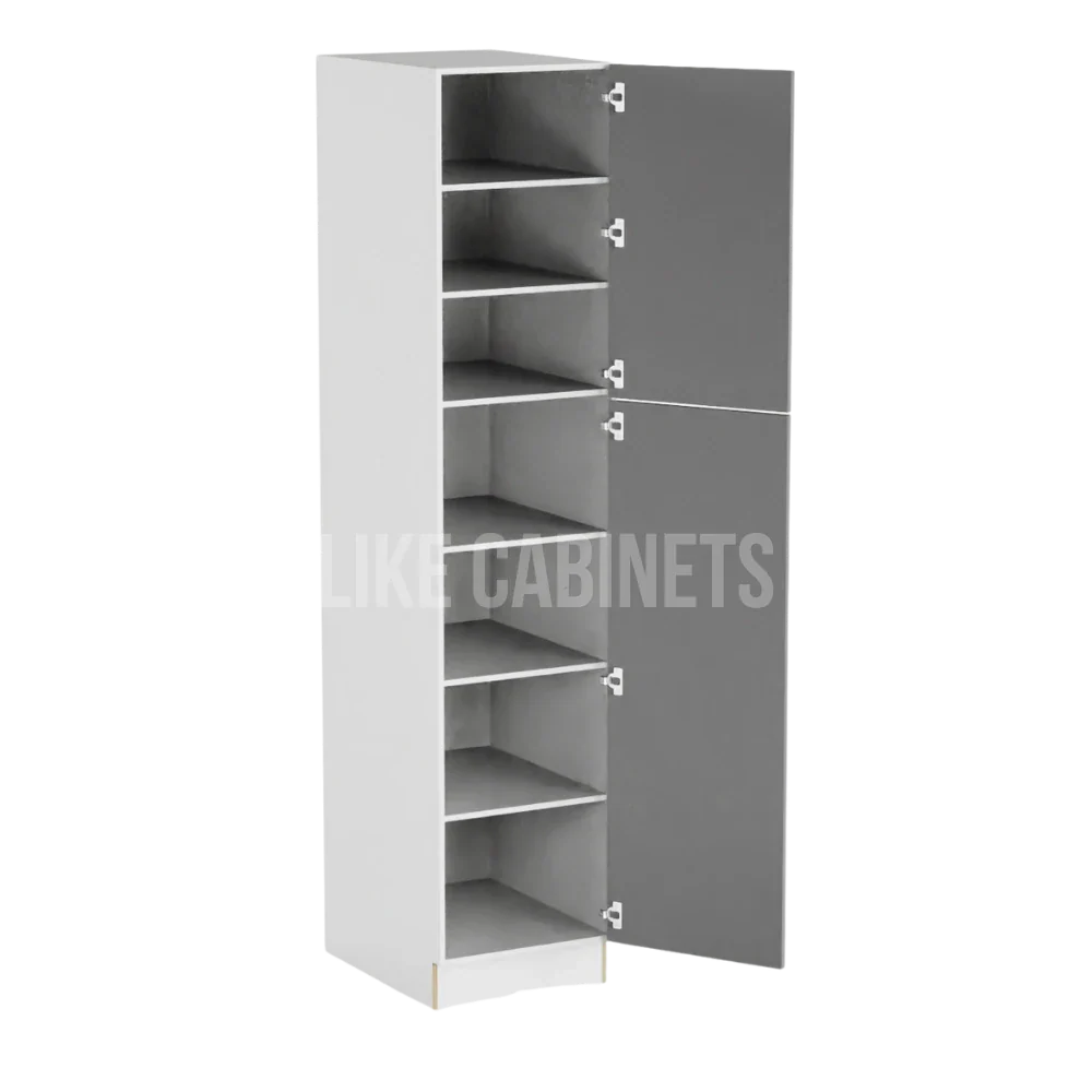High Gloss Gray 18'' W Two Single Door Utility Pantry Cabinet