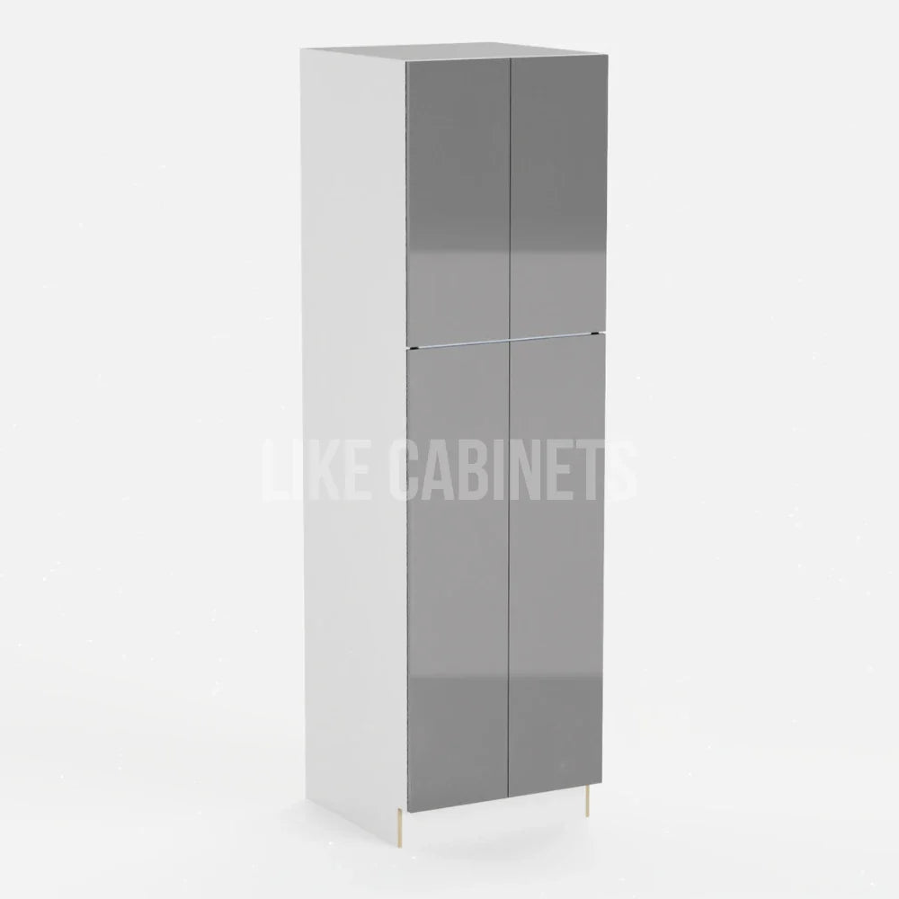 High Gloss Gray 24'' W Two Double Door Utility Pantry Cabinet