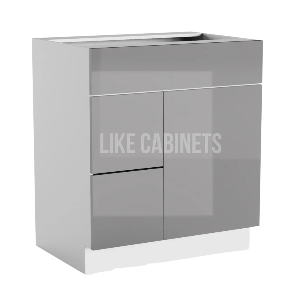 High Gloss Gray 30'' W Vanity Combo with Drawers
