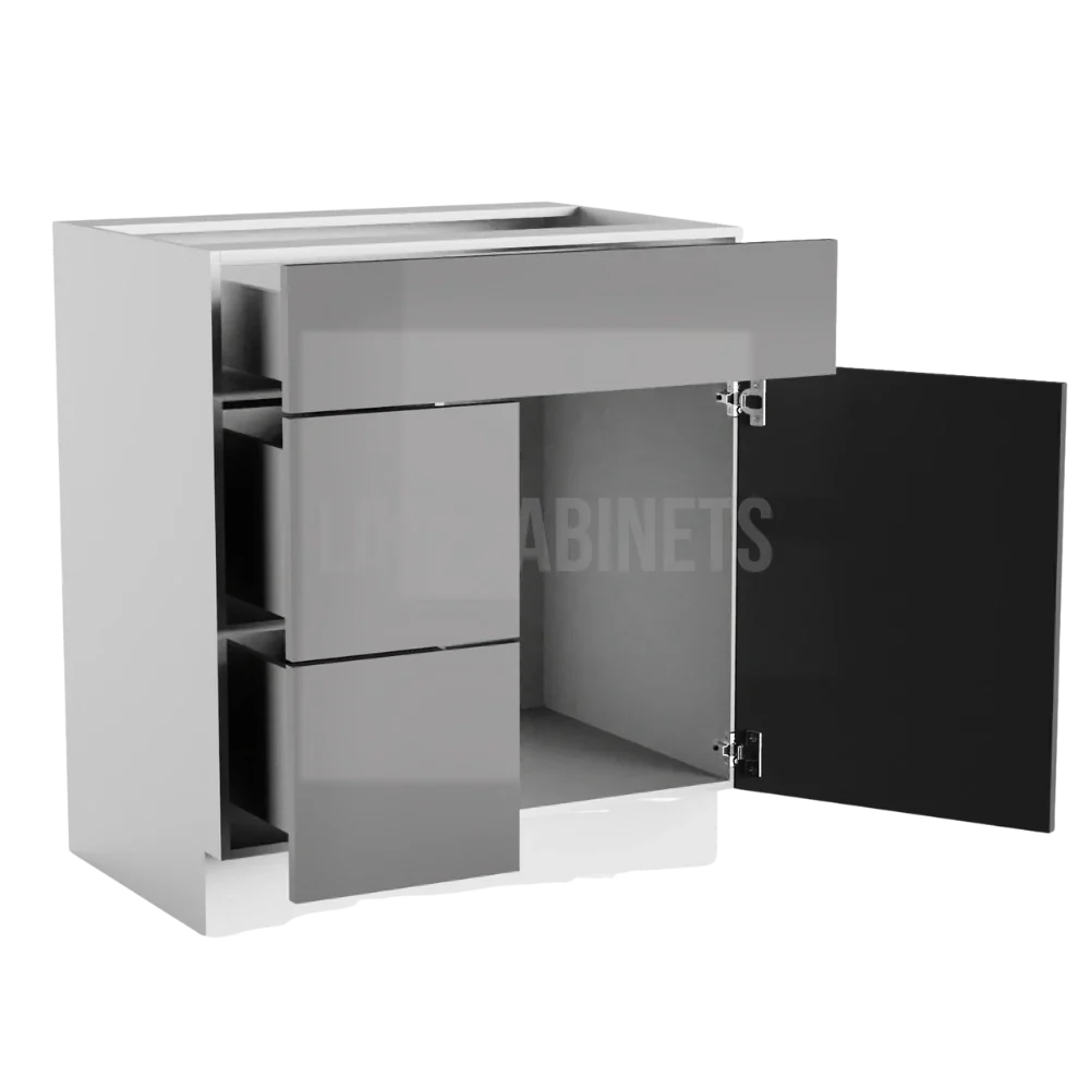 High Gloss Gray 30'' W Vanity Combo with Drawers