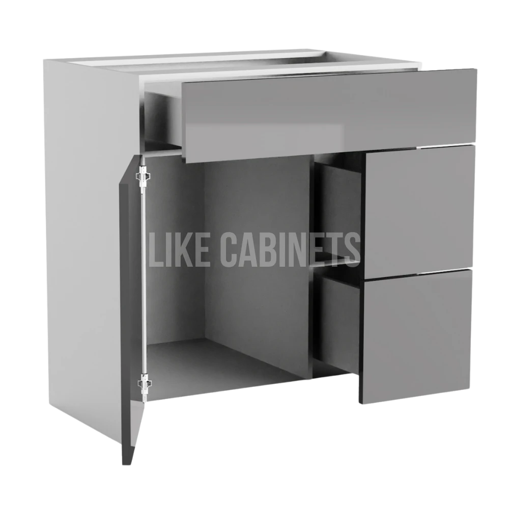 High Gloss Gray 30'' W Vanity Combo with Drawers