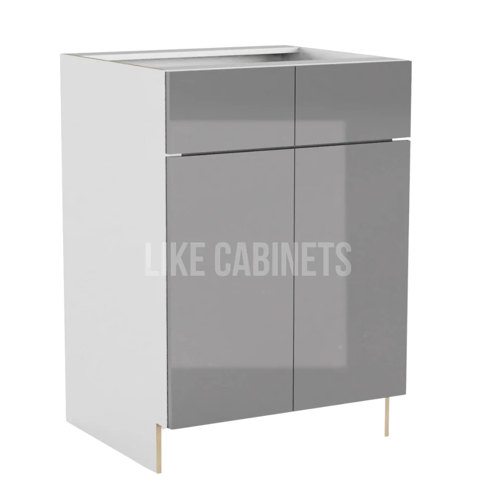 High Gloss Gray Single Vanity Sink Base Cabinet