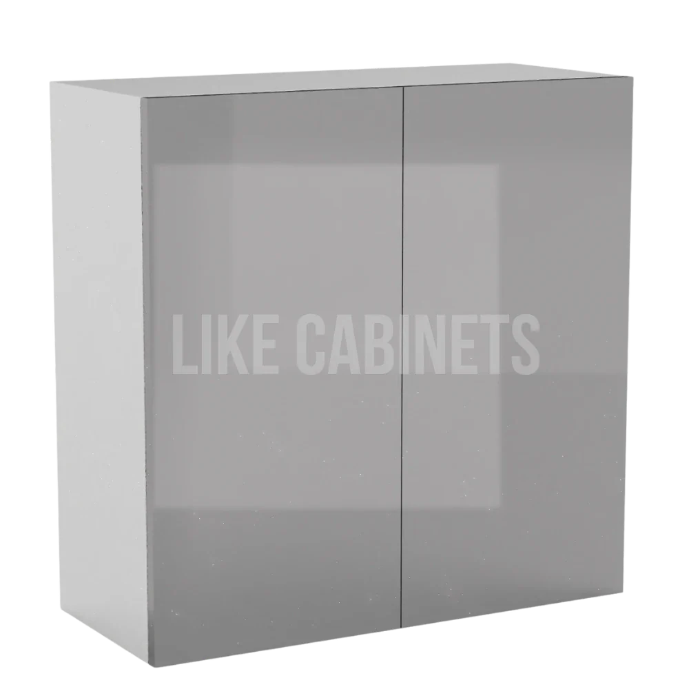 Frameless Gloss Gray 30''H Double Door Wall Cabinet