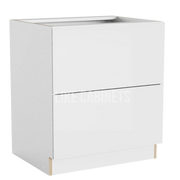 Frameless Gloss White Two Drawer Base Cabinet