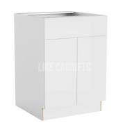 High Gloss White Base Cabinet with Double Doors & Single Drawer