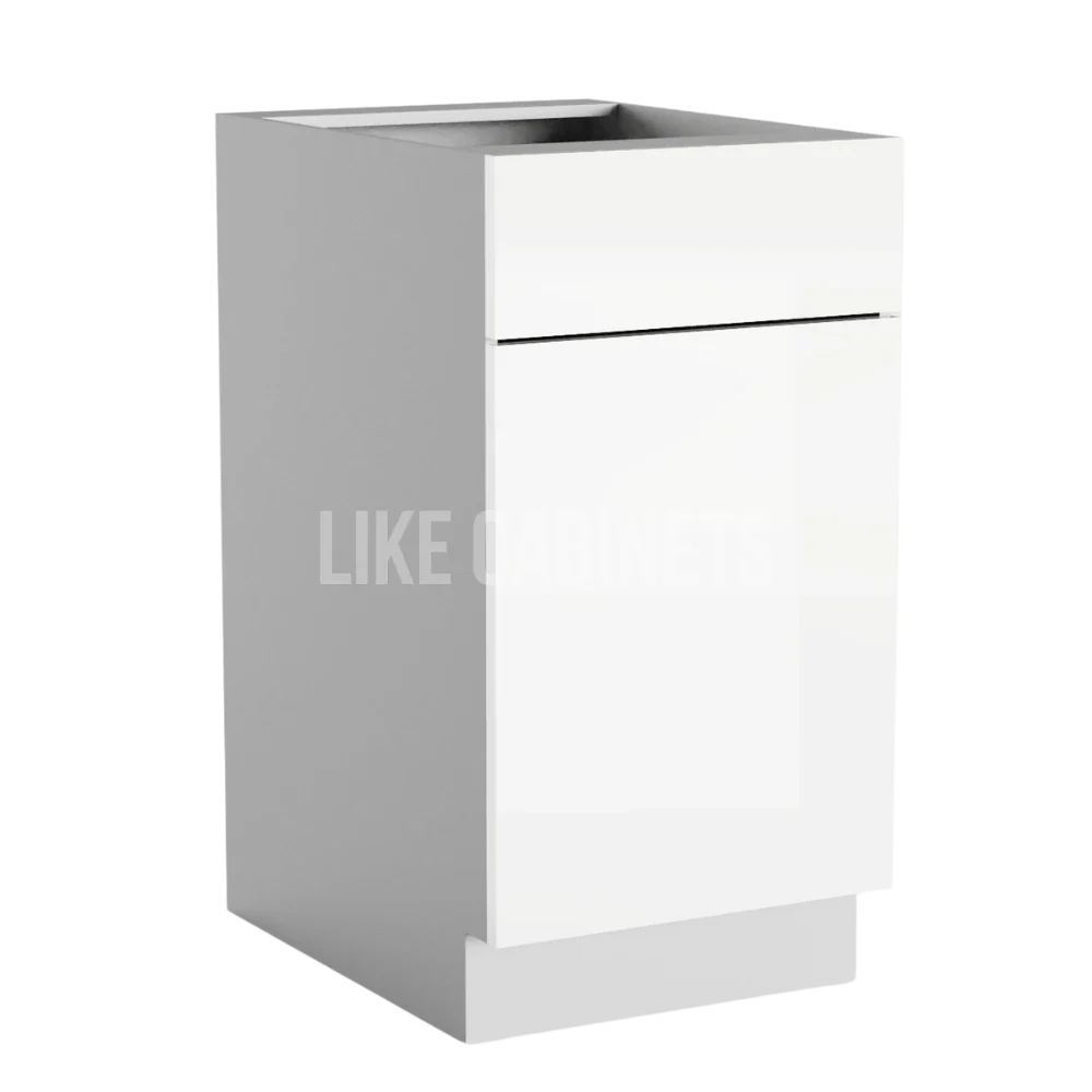 Frameless Gloss White Trash Base Cabinet