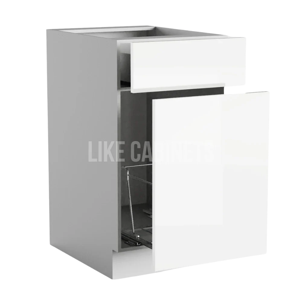 Frameless Gloss White Trash Base Cabinet
