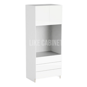 High Gloss White 33'' W Double Door Oven Pantry Cabinet with Three Drawers