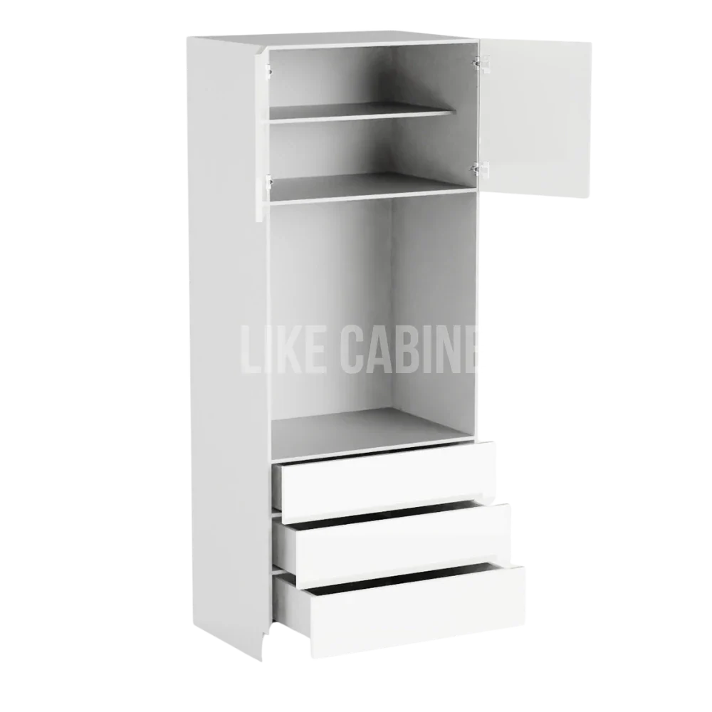 High Gloss White 33'' W Double Door Oven Pantry Cabinet with Three Drawers