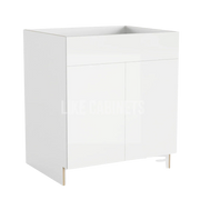 High Gloss White Sink Base With Double Doors and False Drawers