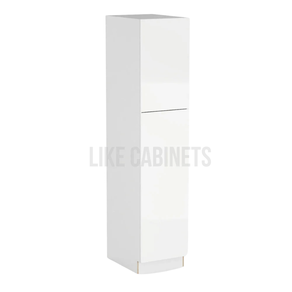 High Gloss White 18'' W Two Single Door Utility Pantry Cabinet
