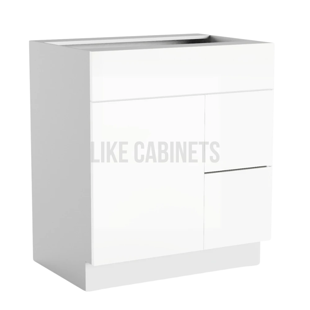 High Gloss White 30'' W Vanity Combo with Drawers