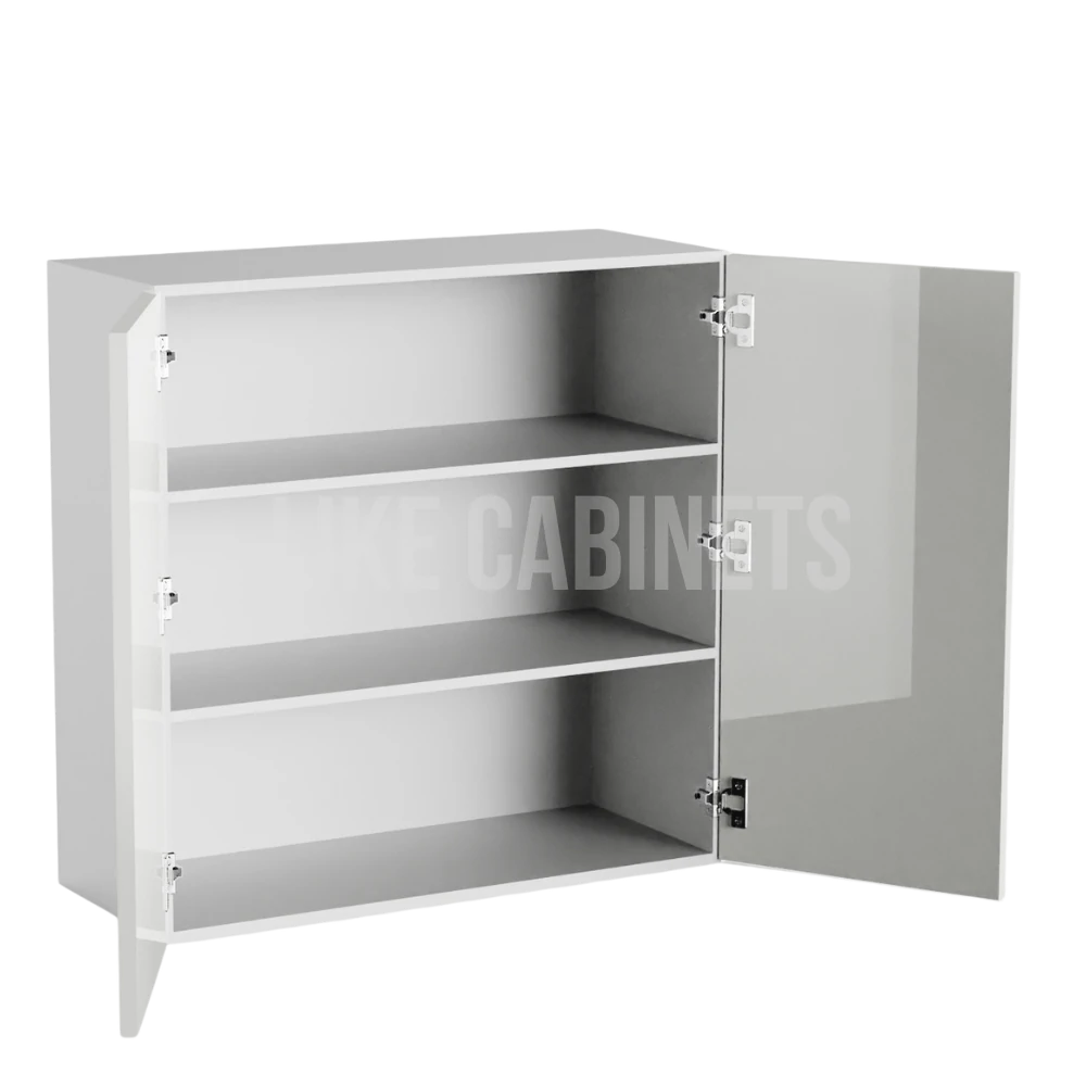Frameless Gloss White 30''H Double Door Wall Cabinet