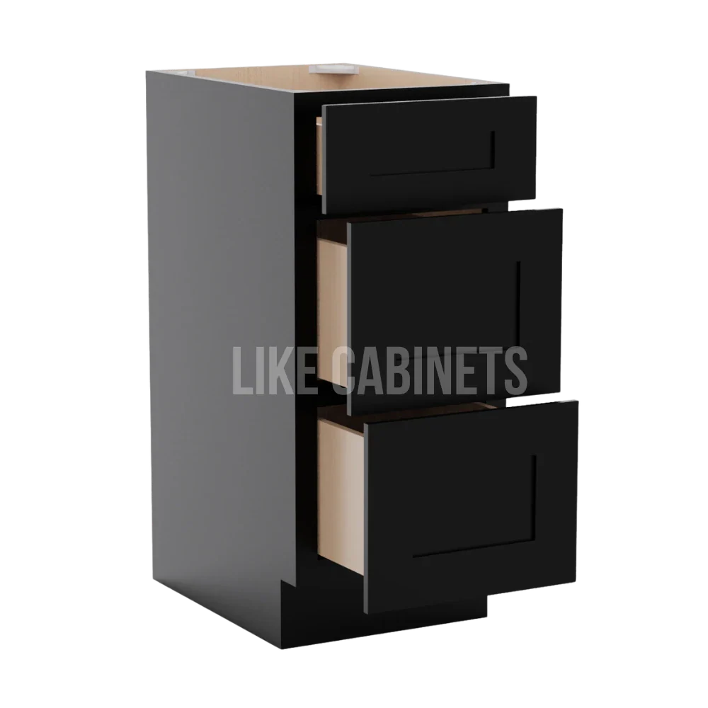 Iron Black Vanity Three Drawer Base Cabinet