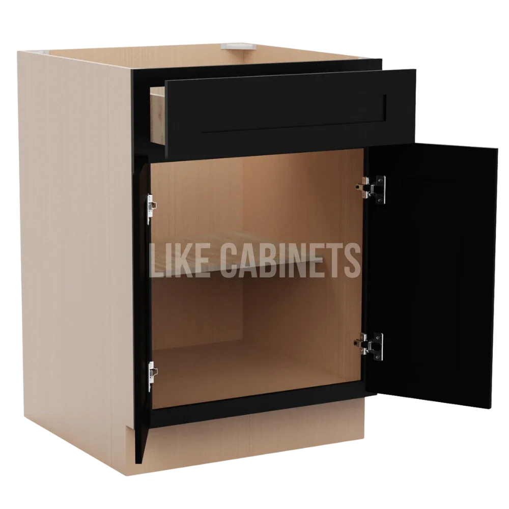 Iron Black Base Cabinet with Double Doors & Single Drawer