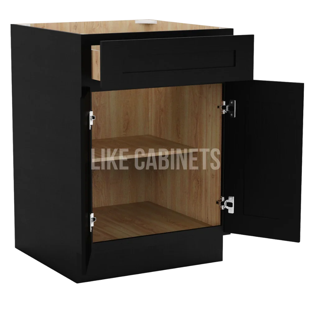 Iron Black Base Cabinet with Double Doors & Single Drawer