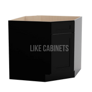 Iron Black Corner Sink Base Cabinet with False Drawer