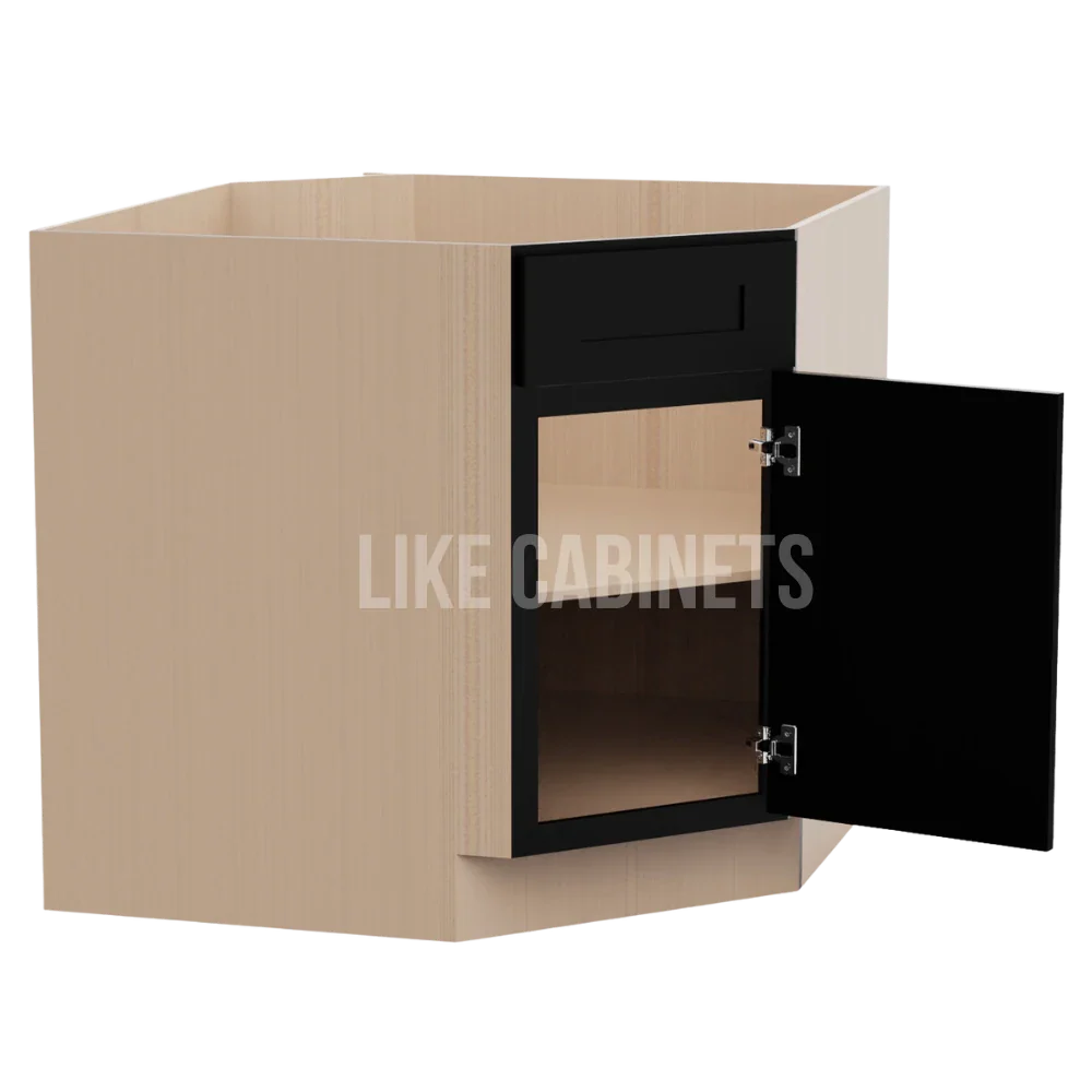 Iron Black Corner Sink Base Cabinet with False Drawer