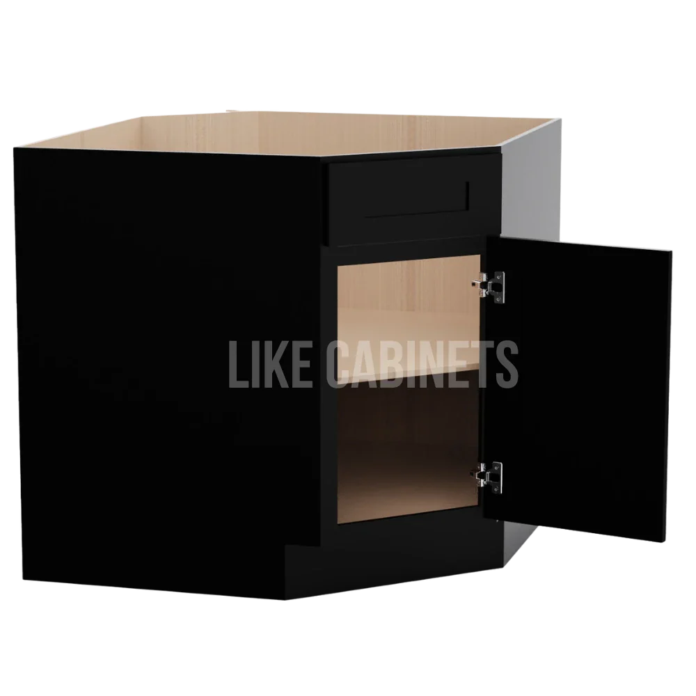 Iron Black Corner Sink Base Cabinet with False Drawer