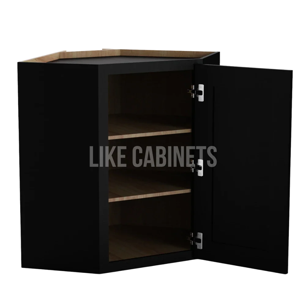 Iron Black 24'' W Diagonal Corner Wall Cabinet