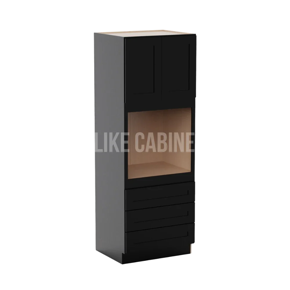 Iron Black 30'' W Oven Pantry Cabinet with Three Drawers