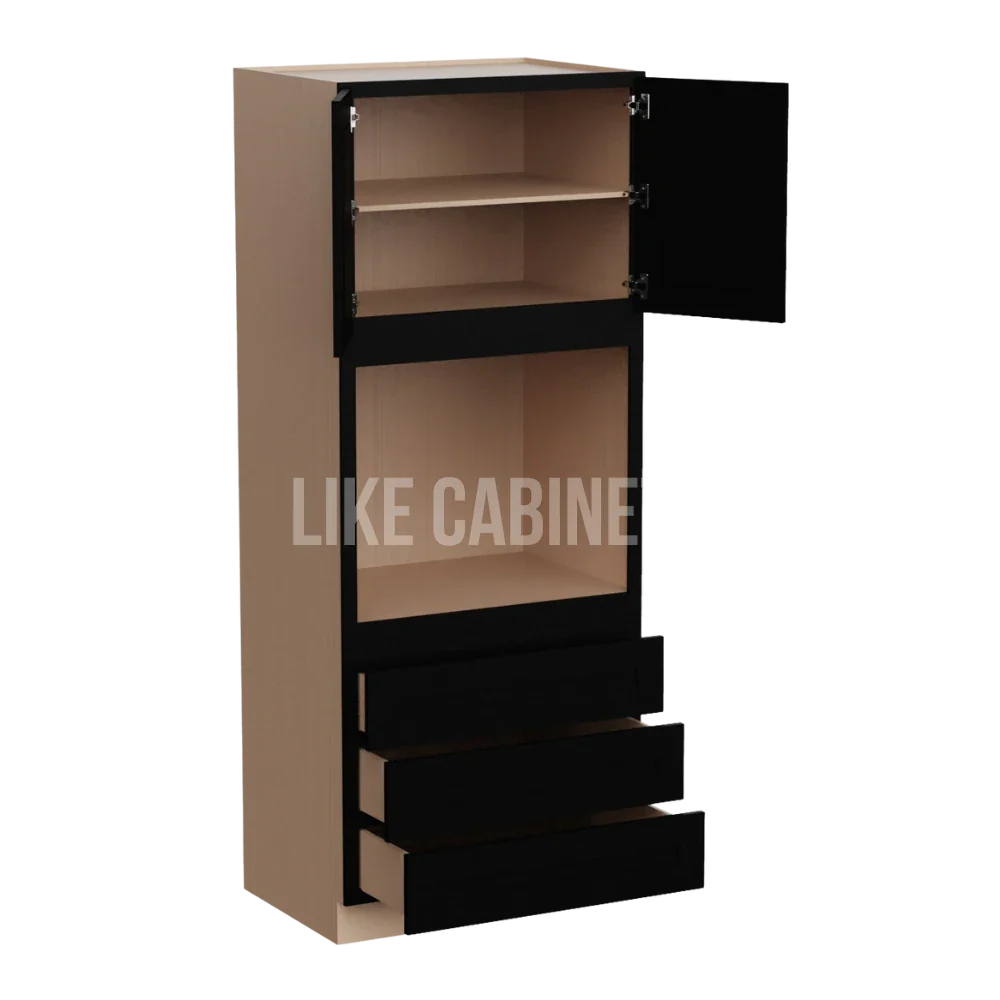 Iron Black 33'' W Oven Pantry Cabinet