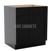 Iron Black Sink Base With Double Doors and False Drawers