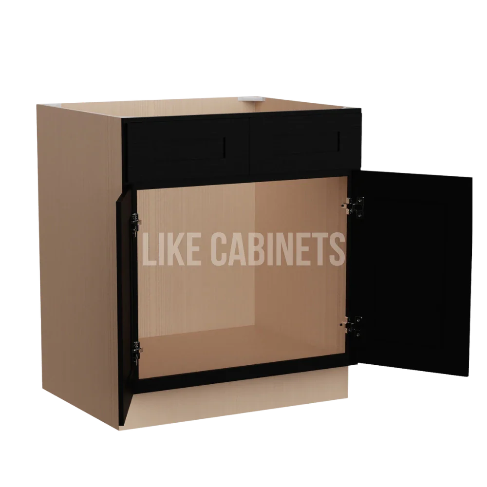 Iron Black Sink Base With Double Doors and False Drawers