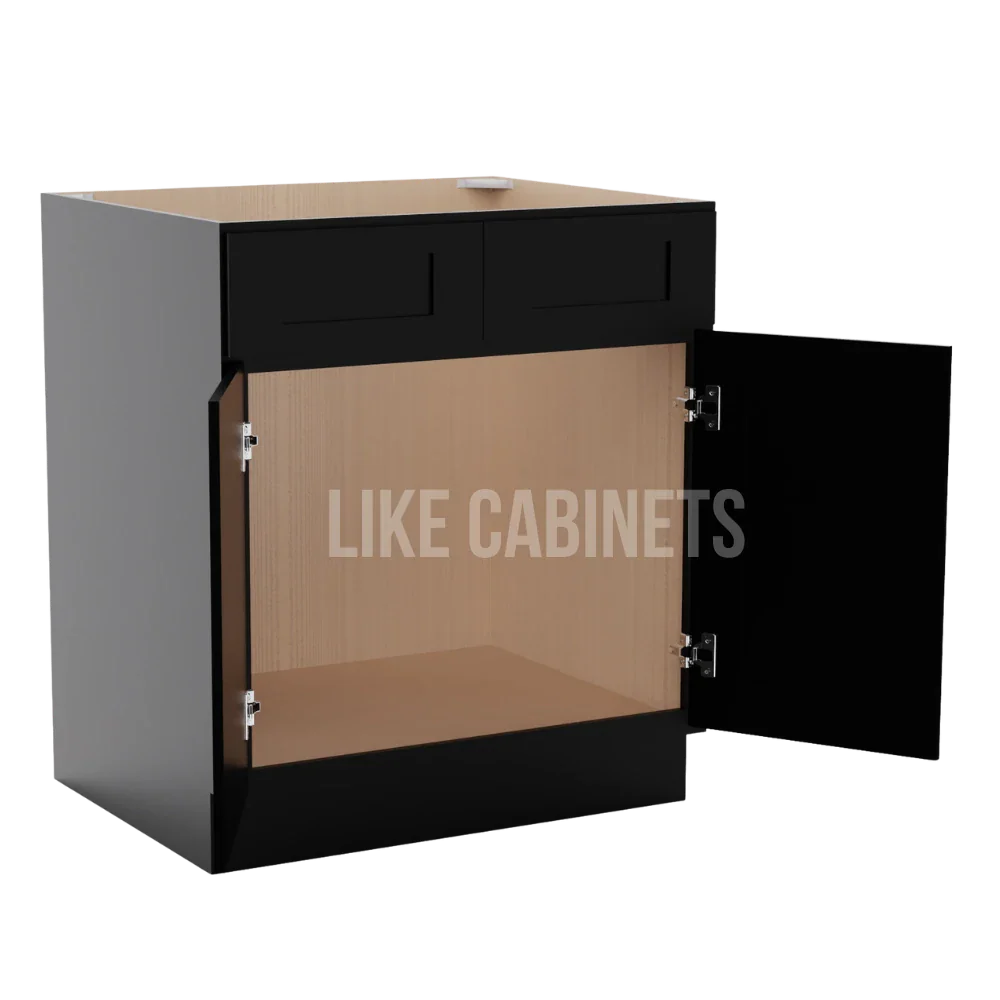 Iron Black Sink Base With Double Doors and False Drawers