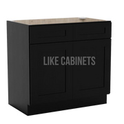 Iron Black Double Vanity Sink Base Cabinet