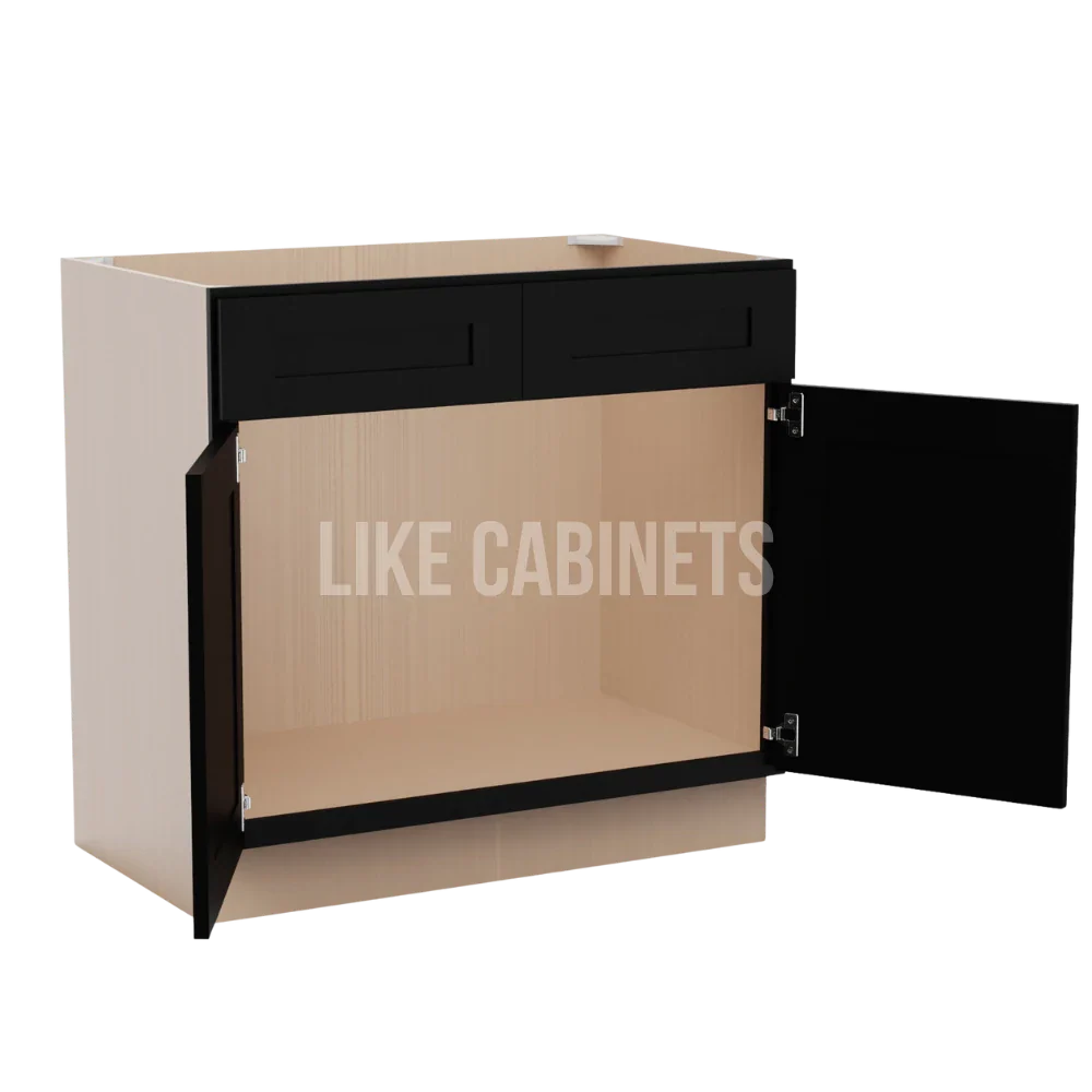 Iron Black Double Vanity Sink Base Cabinet