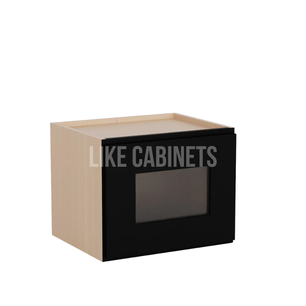 Iron Black 12'' H Single Door Wall Cabinet with Glass Door