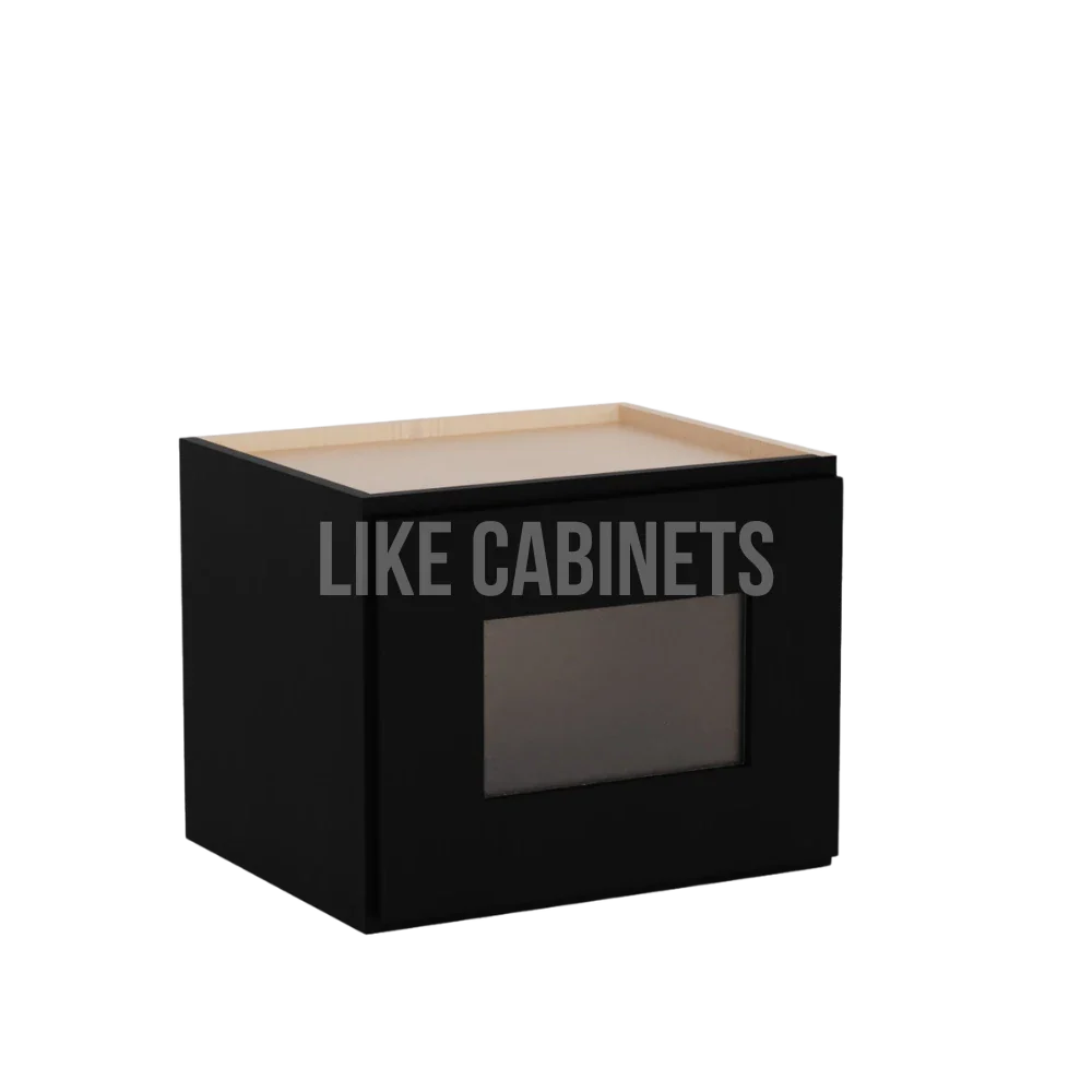 Iron Black 12'' H Single Door Wall Cabinet with Glass Door