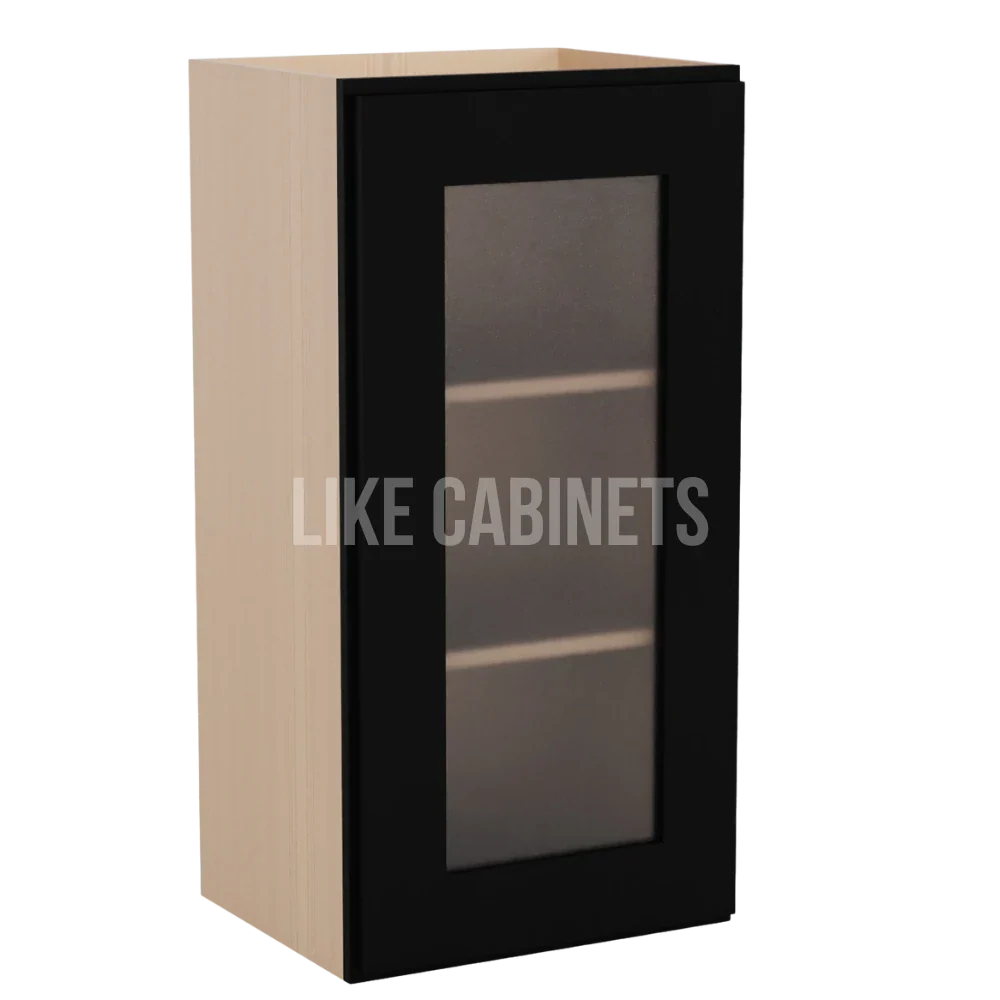 Iron Black 30'' H Single Door Wall Cabinet with Glass Door