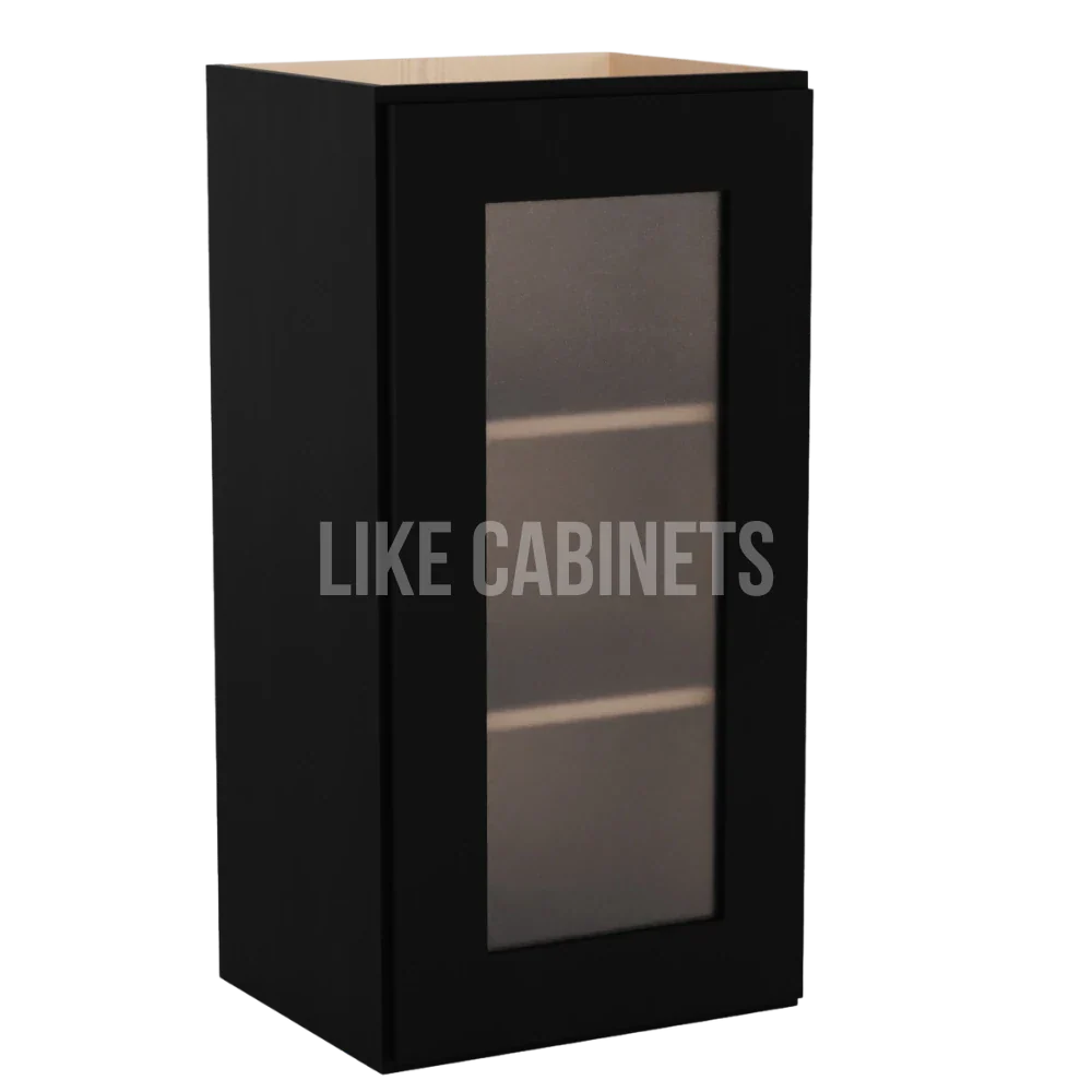 Iron Black 30'' H Single Door Wall Cabinet with Glass Door