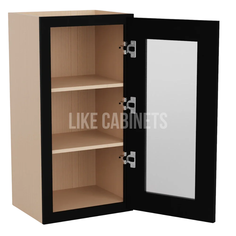 Iron Black 30'' H Single Door Wall Cabinet with Glass Door