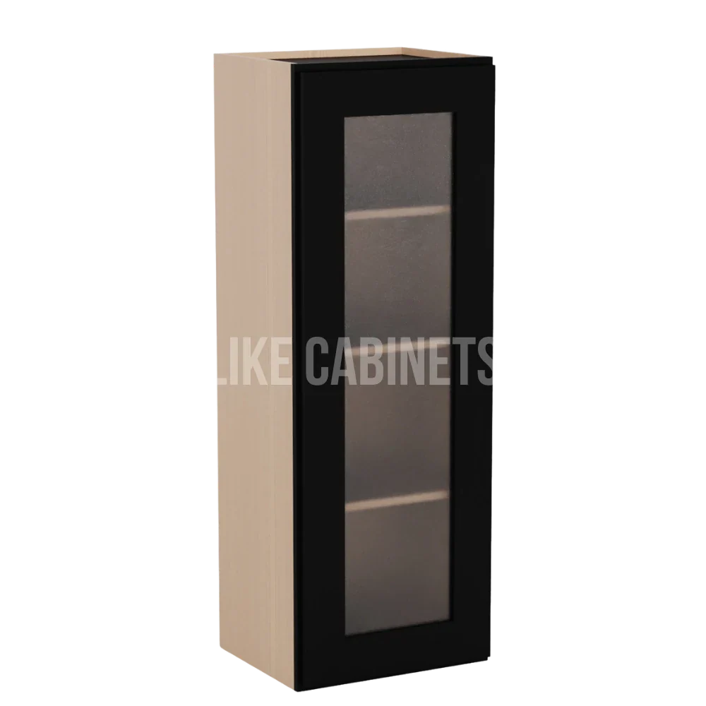 Iron Black 42'' H Single Door Wall Cabinet with Glass Door